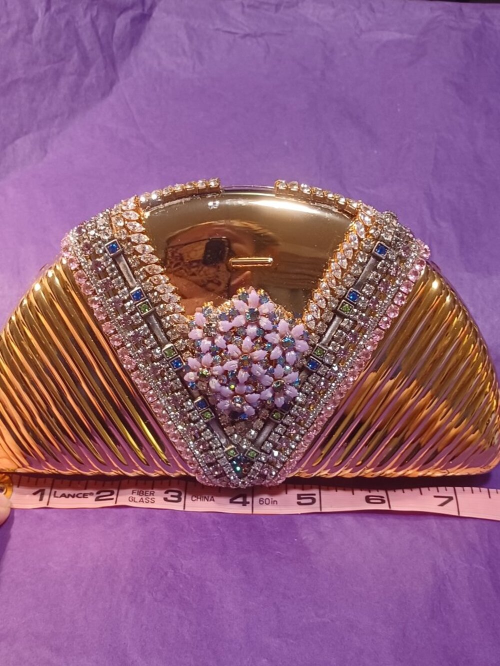 Vintage Walborg – Made in Hong Kong – Demi‑Lune Sculptural Metal Clutch – ACLT C